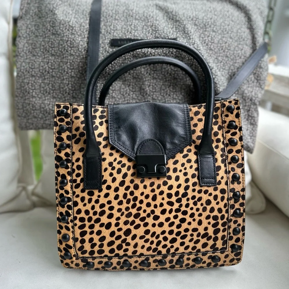 Loeffler Randall Junior Work Tote in Cheetah/Black NWT - Picture 3 of 16